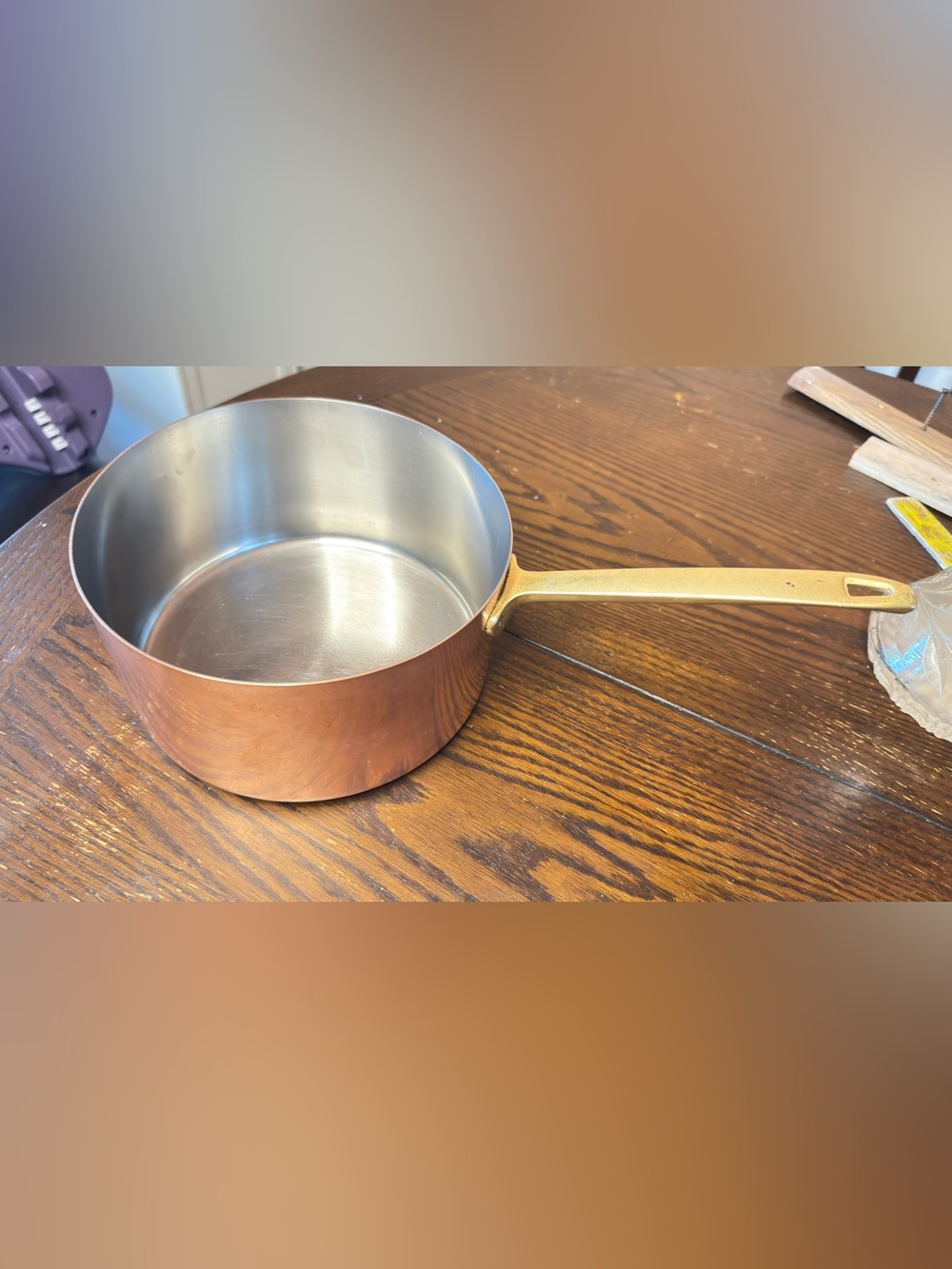 Vintage Paul Revere 1801 Copper 3Qt Saucepan Brass Handle